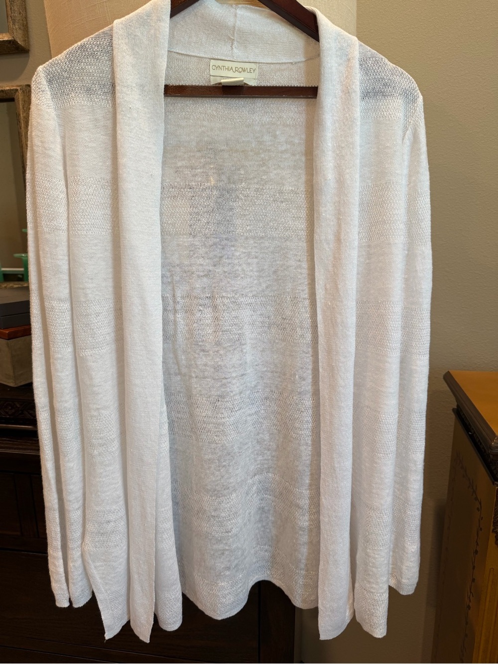 Cinthia Rowley White Open-Front Draped Cardigan 100 % Liene
